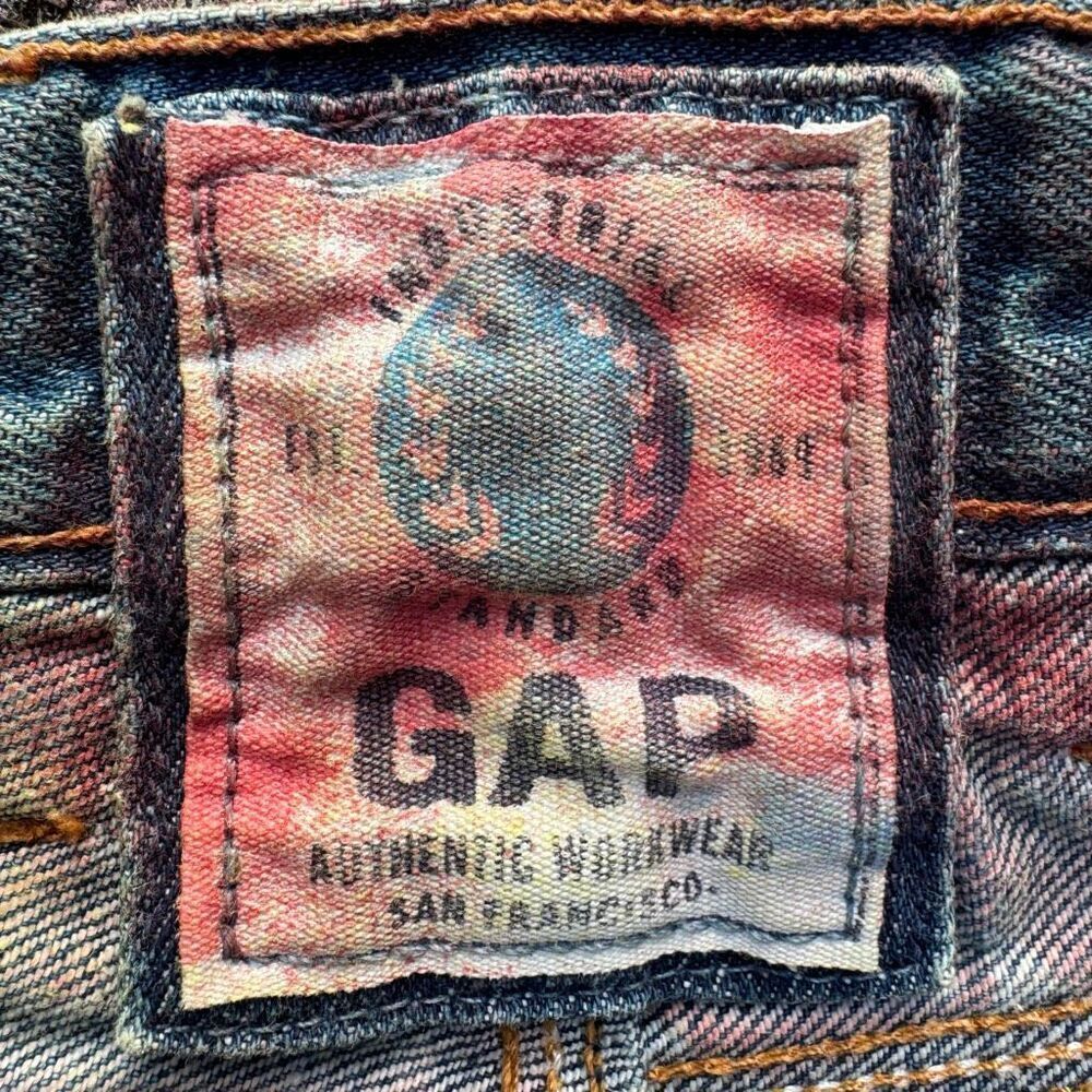 Vintage GAP Y2K Painted Hand-Dyed Distressed Jeans 33” - Picture 9 of 11
